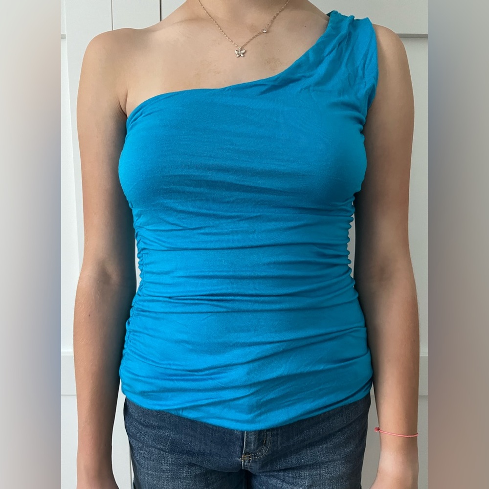 fashionista Women’s S One Shoulder Blue Top